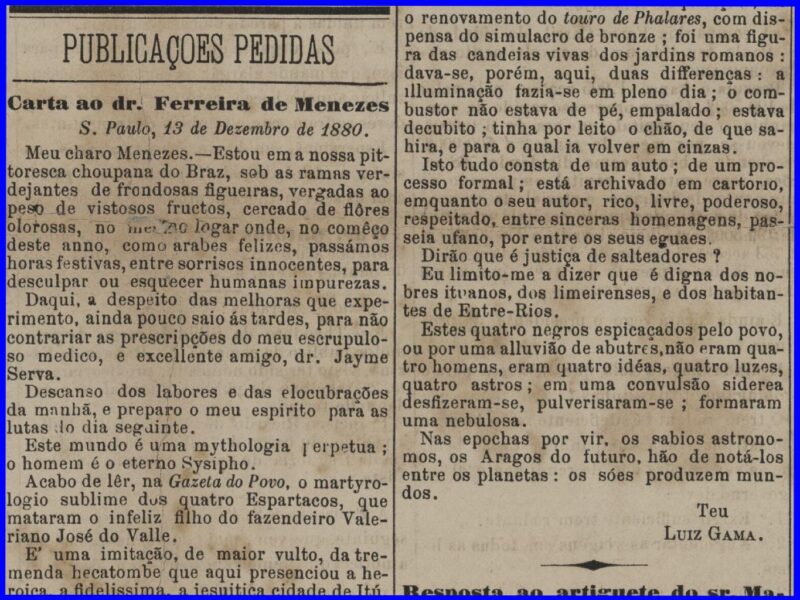 Moldura azul sobre recorte de jornal impresso em tipografia preta sobre papel bege